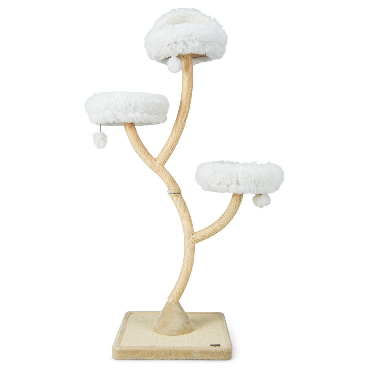 Arbre À Chat 178 CM Avec Cadre En Métal Incurvé Tour À Chat Avec 3 Balles Suspendues 3 Perchoirs Griffoir En Sisal Gris/Beige