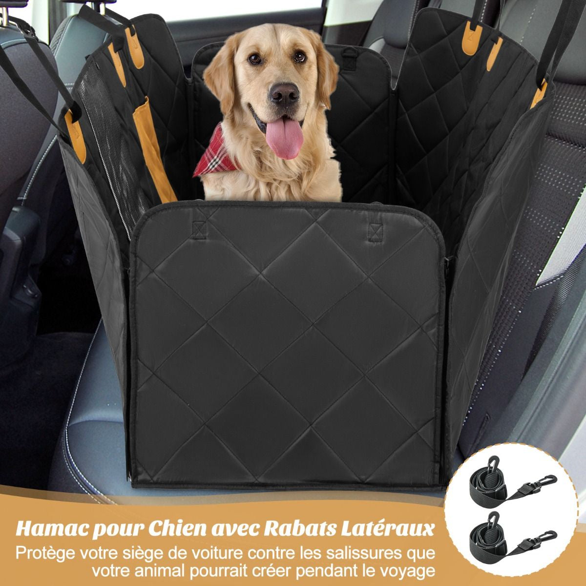 Housse De Siège De Voiture Pour Animaux Fenêtre En Maille Housses De Siège D'Auto Pour Chien Imperméable Anti-Rayures Noir