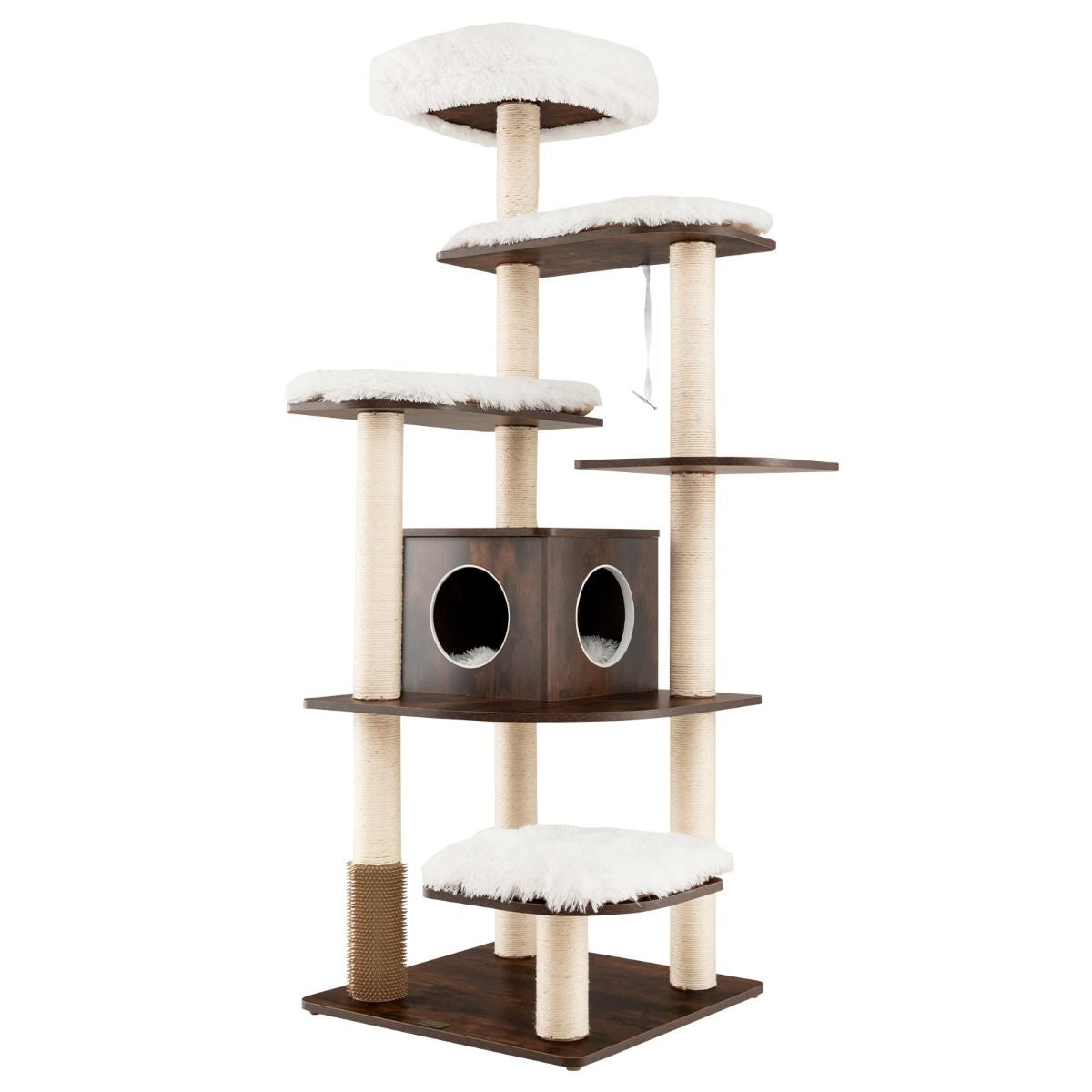 Arbre À Chat Avec Plateformes Et Colonnes En Sisal Griffoir Pour Chat Géant De Hauteur 175 Cm Café/Beige