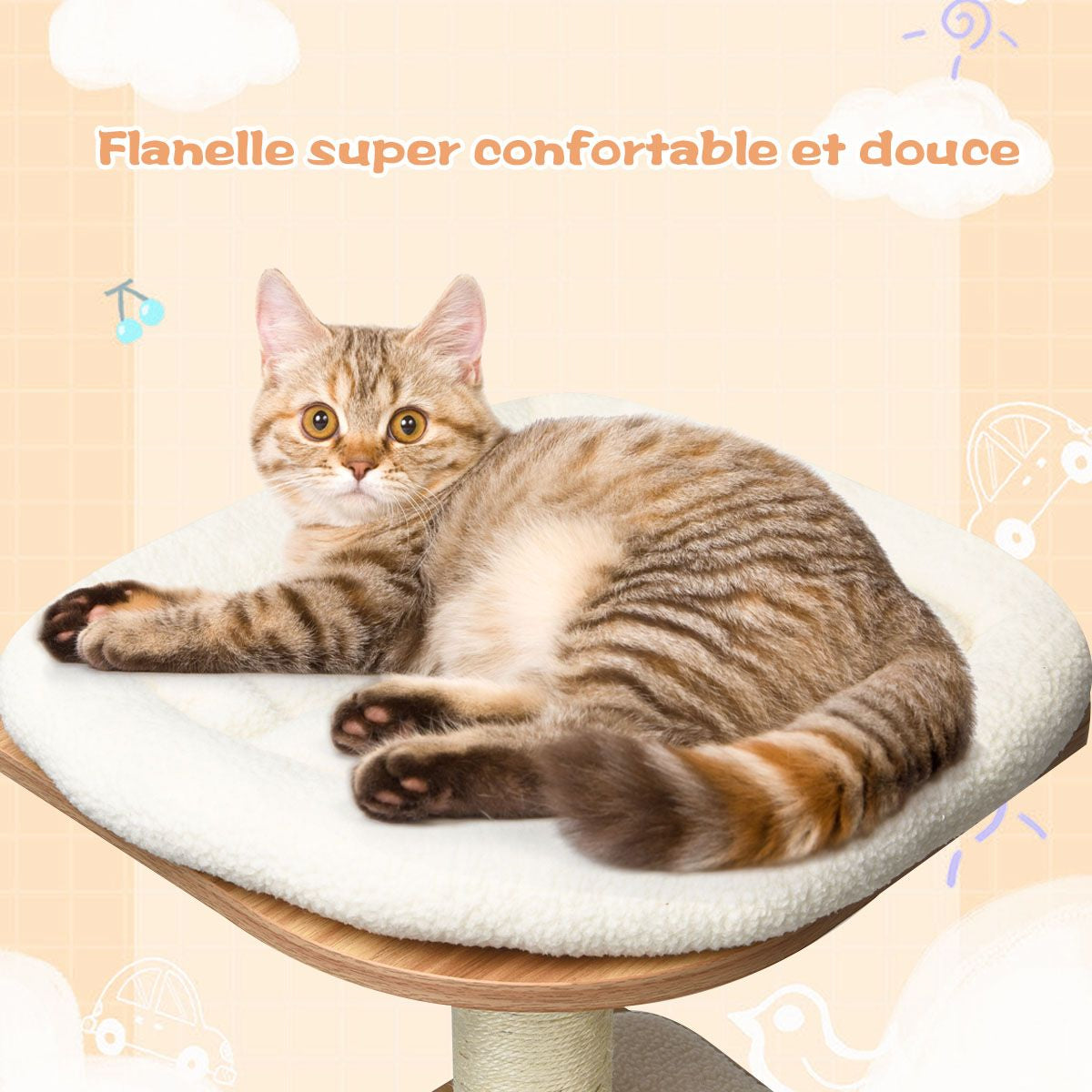 Arbre À Chat Avec Plateformes Et Colonnes En Sisal Griffoir Pour Chat Géant De Hauteur 175 Cm Café/Beige