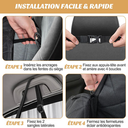 Housse De Siège De Voiture Pour Animaux Fenêtre En Maille Housses De Siège D'Auto Pour Chien Imperméable Anti-Rayures Noir