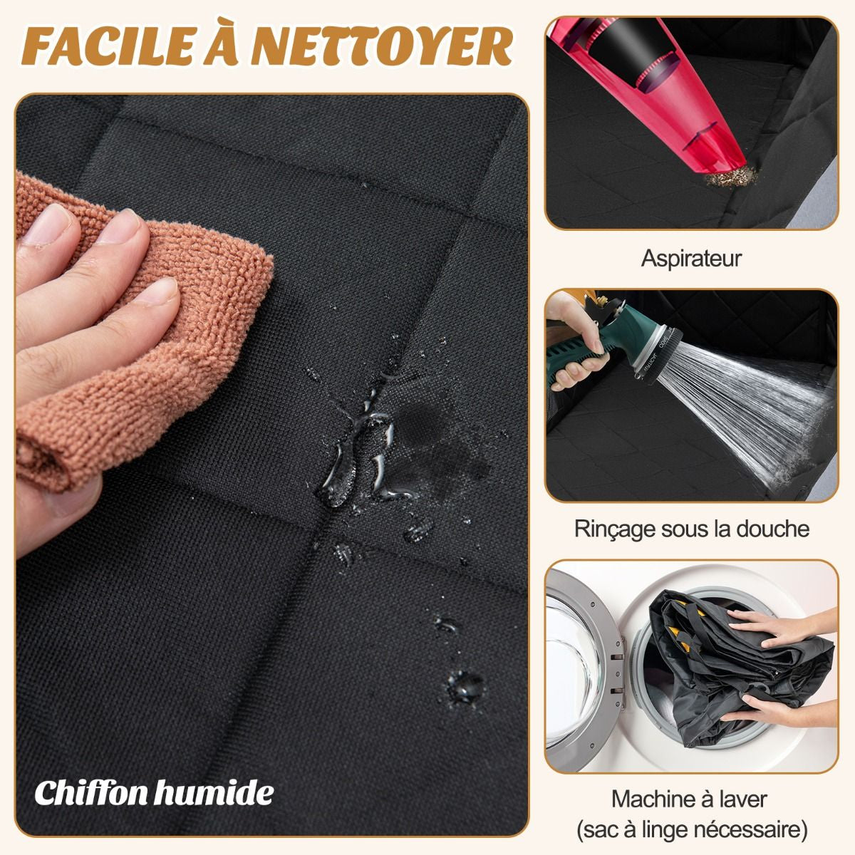 Housse De Siège De Voiture Pour Animaux Fenêtre En Maille Housses De Siège D'Auto Pour Chien Imperméable Anti-Rayures Noir
