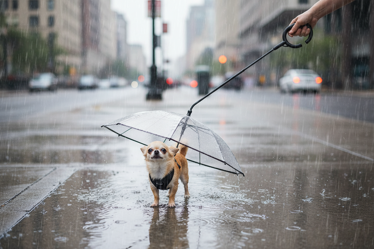 Parapluie + personne - Chihuahua